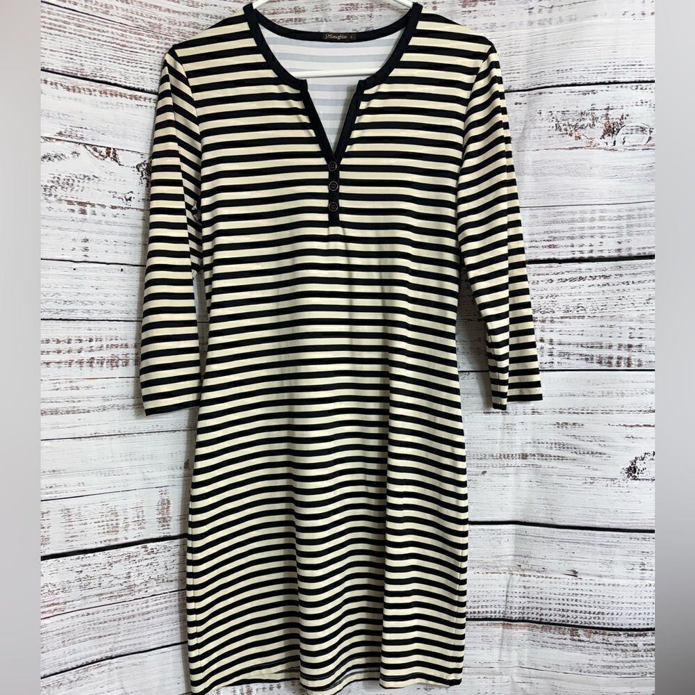 J. McLaughlin Dress Womens Sz S catalina cloth Shift Striped light Nylon Blend
